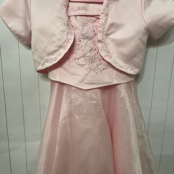 Pink girl dress with bolero - Picture 3 of 10